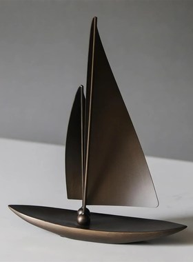 复古风轻奢一帆风顺帆船摆件客厅玄关电视柜样板房软装饰品摆设