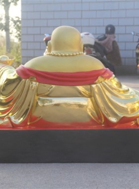 直销工厂直销寺庙佛像树脂佛像玻璃钢鎏金彩绘弥勒佛88cm笑佛 方