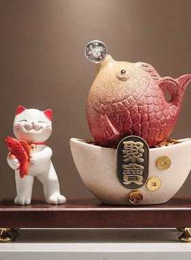 年年有余聚宝盆锦鲤鱼开业招财摆件客厅玄关酒柜装饰乔迁新居礼物