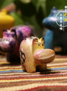 非洲手工艺品肯尼亚肥皂石动物河马装F饰物品客厅装修小摆件摆设