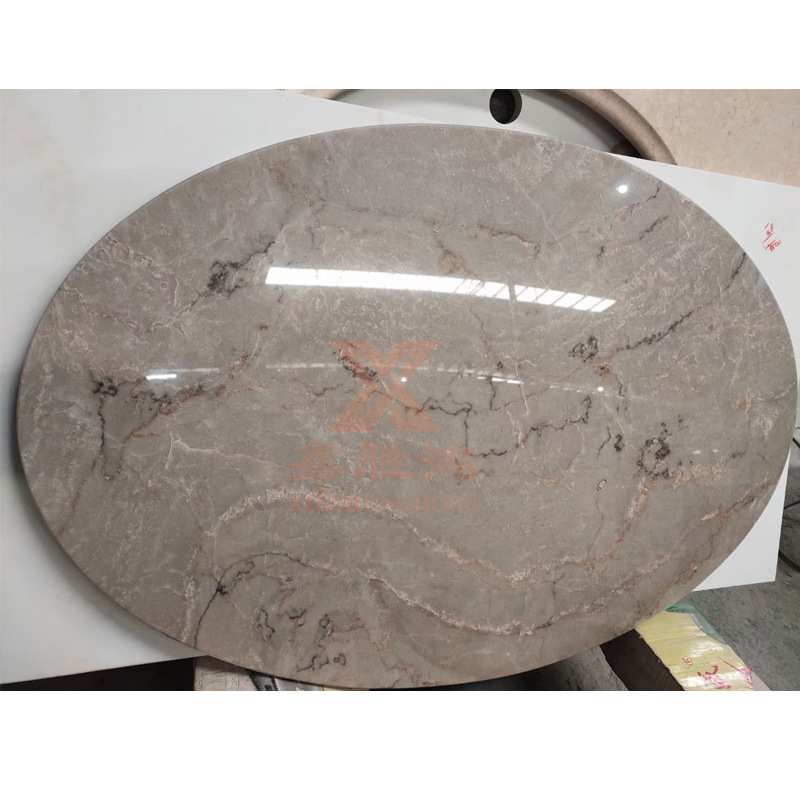 家商用亮光水磨石石英石花纹板复合加厚餐饮饭店餐桌圆形餐桌台面 - 图2