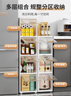 25/30cm夹缝收纳柜子塑料边角柜厨房缝隙置物架窄边卫生间储物柜