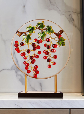 创意葡萄摆件轻奢高档家居客厅玄C关酒柜办公室工艺品电视柜装饰