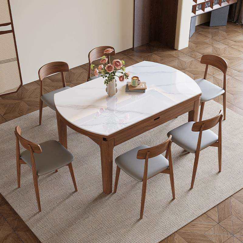 岩板餐桌家用轻奢现代简约小户型可伸缩折叠实木吃饭桌子可变圆桌,淘宝优惠券,粉丝福利购,淘宝优惠卷