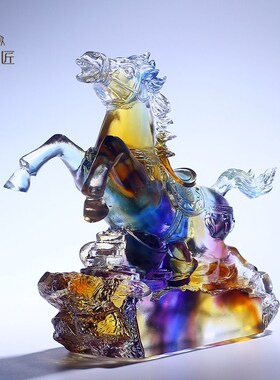 创意招财琉璃马工艺品摆件12生肖家居客厅办公室玄关装饰开业礼物