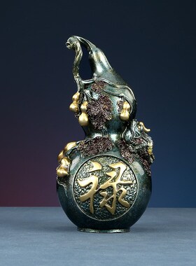 彩铜《福禄葫芦》客厅玄关家居装饰品办公室工艺品摆件