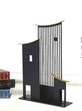 新中式屏风铁艺复古创意屋檐摆件家居软装工艺品样板间桌面装饰品