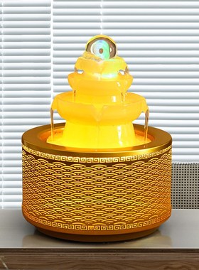 八方来财流水摆件客厅玄关循环水转运水晶球办公室桌面喷泉装饰品