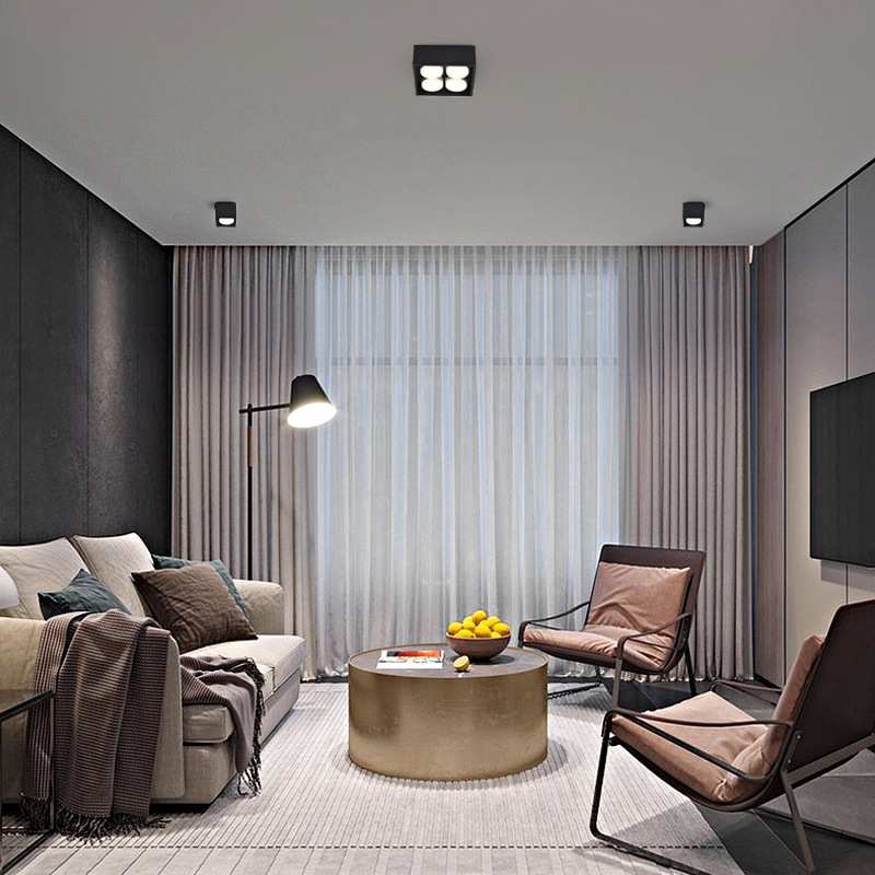 Minimalist living room without main light lighting square box light bold light led grille light ceiling spotlight surface mounted downlight