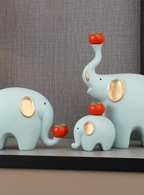 德国大象摆件玄关电视柜一家四口桌面摆设高档简约乔迁新居装饰品