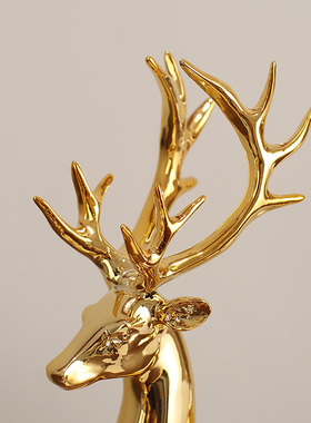 金色电镀麋鹿摆件现m代简约家居装饰品客厅工艺品玄关电视酒柜摆