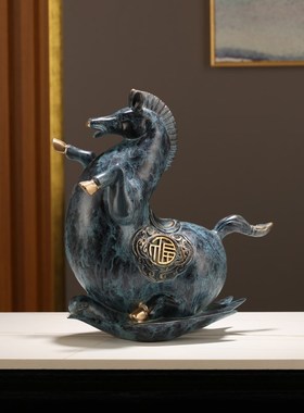 新中式马踏飞燕文创办公室装饰品书房桌面L马摆件老板桌工艺品搞