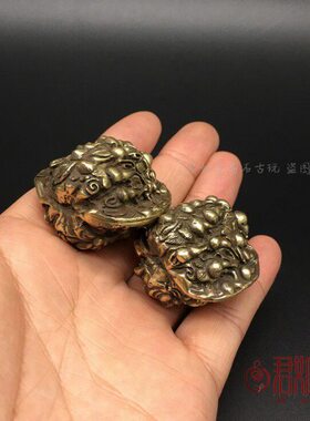 纯铜核桃一对实心黄铜核桃送长辈礼品收藏手部按摩锻炼手把件