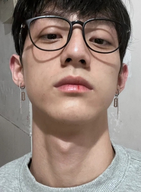 男士小众冷淡风美式吊坠耳环