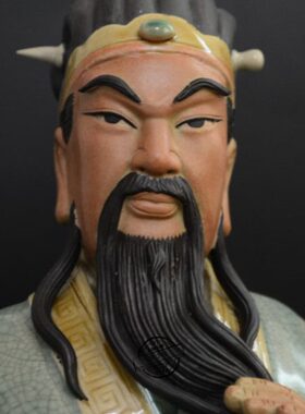 陶瓷工艺品摆件 石湾公仔 三国军师诸葛亮 孔明 家居饰品摆设礼品