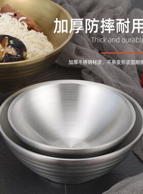 韩式304不锈钢斗笠碗拌面冷面碗沙拉碗泡面金色大碗饭碗创意餐具