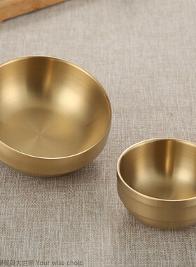 金色韩国碗304不锈钢米饭碗汤碗酱料理泡菜碗南瓜拌饭甜品创意碗