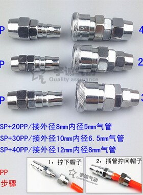 C式气动快速接头pu管风管气管快速接头锁管插管内牙外牙公母接头