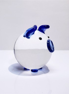 水晶小猪琉璃摆件创意礼品t汽车饰品玻璃十二生肖定制可爱动物属