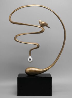 样板房摆设抽象新中式饰品办公室玄关简约创意现代软装酒店鸟摆件