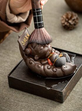 家居人物个性哪吒茶宠摆件紫砂玩茶盘茶具忧配件无枕紫砂茶高可养