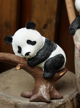 小动物乡村卡通树脂爬盆边玩w偶小人娃娃个性庭院桌面装饰朋友送