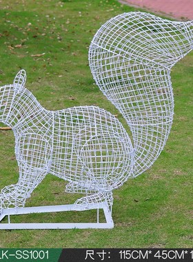 不锈钢户外铁艺镂空松鼠雕塑公园林景观I抽象动物小区草坪装饰摆
