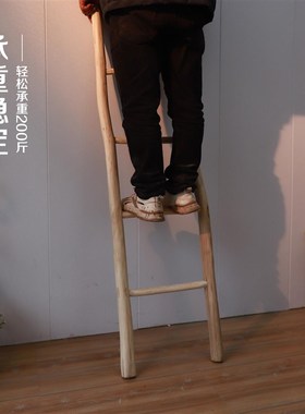 原木装饰木梯复古摆件怀旧软装品咖啡馆氛围陈列拍照W道具家居饰