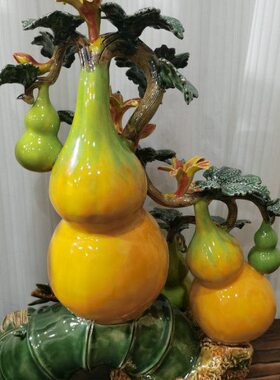 福工艺品 石陶瓷五 招财葫芦  玄关临门公仔湾电视柜