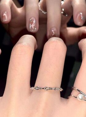 女士秋冬手开口小众戒指食指大号新款高级女设计感感2023粗胖独特