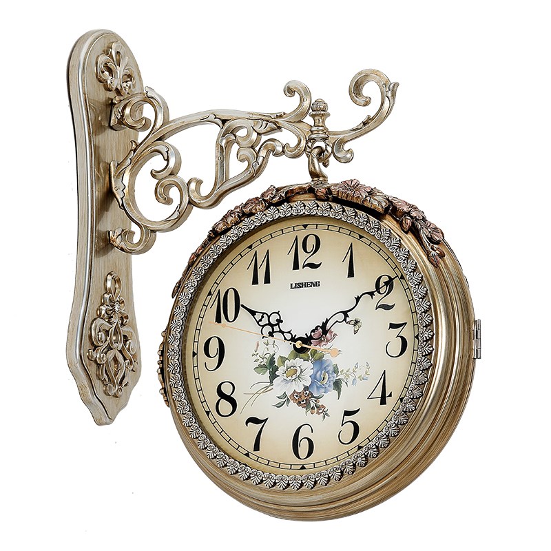 双面挂钟静音客厅创意钟表现代覆古家用时钟简约两U面个性欧式挂 - 图0