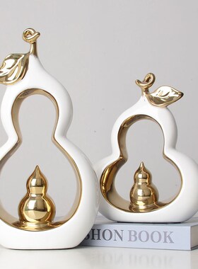 现代陶瓷葫芦摆件轻奢现代乔迁新居搬家礼物客厅玄关酒柜装饰品