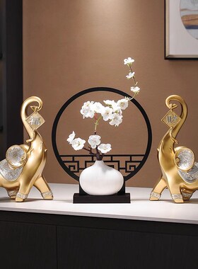 新中式腊梅花工艺品摆件酒柜家居装饰品客厅电视柜复古摆设小创意