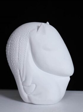 家居新中式白色树脂摆件样板房间售楼处大厅动物马雕塑工艺品