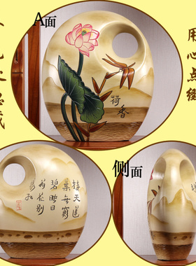 新中式陶瓷e客厅隔断柜工艺小摆件中国民族复古风玄关博古架装饰