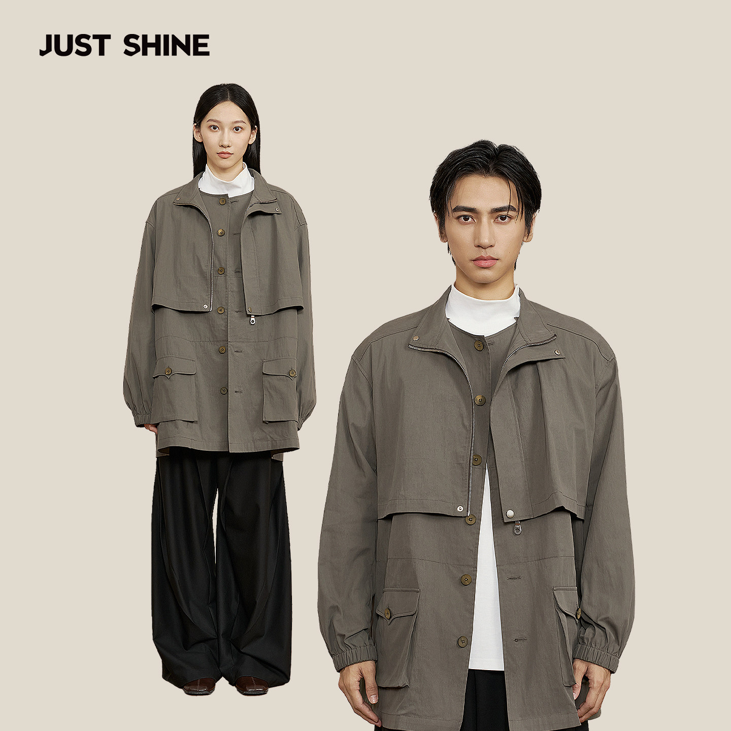 JUST SHINE东京神保町日系风调中长短工装风衣ootdinspo外套男女,淘宝优惠券,粉丝福利购,淘宝优惠卷