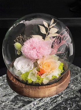 永生花玫瑰花玻璃罩摆件送女朋友闺蜜老婆朋友同事毕业季礼物生日