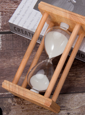 实木复古沙漏计时器简约节日创意手工定制礼品客厅办公室装饰摆件