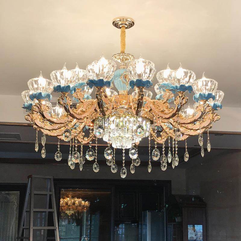 欧式客厅奢华大气吊灯锌合金陶瓷卧室吊灯复式楼餐厅法式水晶灯具,淘宝优惠券,粉丝福利购,淘宝优惠卷