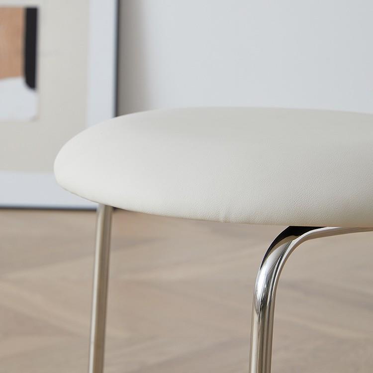 现代简约不锈钢白色椅子家用凳子靠背椅轻奢高级耐用餐椅梳妆台椅 - 图2