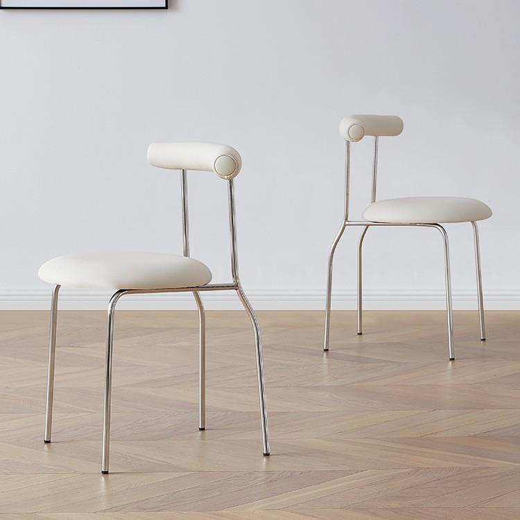 现代简约不锈钢白色椅子家用凳子靠背椅轻奢高级耐用餐椅梳妆台椅 - 图1