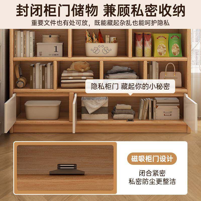 原木风实木书柜幼儿园书包柜多层置物柜一体靠墙书架落地储物柜子,淘宝优惠券,粉丝福利购,淘宝优惠卷