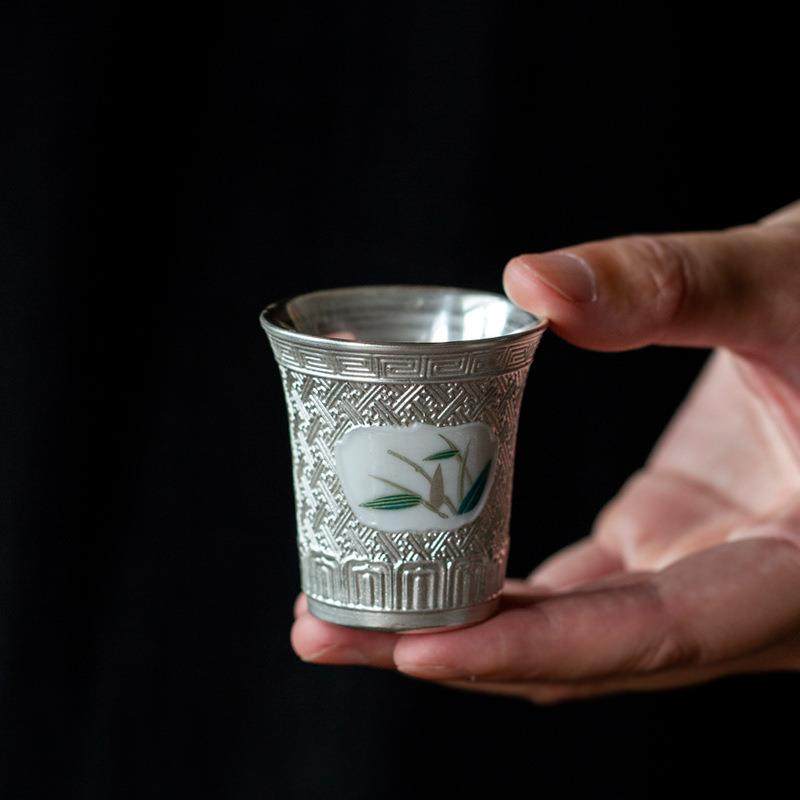 鎏银开窗茶杯个人专用鎏银杯中式复古陶瓷品茗杯主人杯单杯盏杯,淘宝优惠券,粉丝福利购,淘宝优惠卷