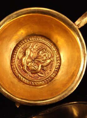 足珍藏金古玩打造鎏 个三一收藏酒碗酒杯纯铜老纯手工