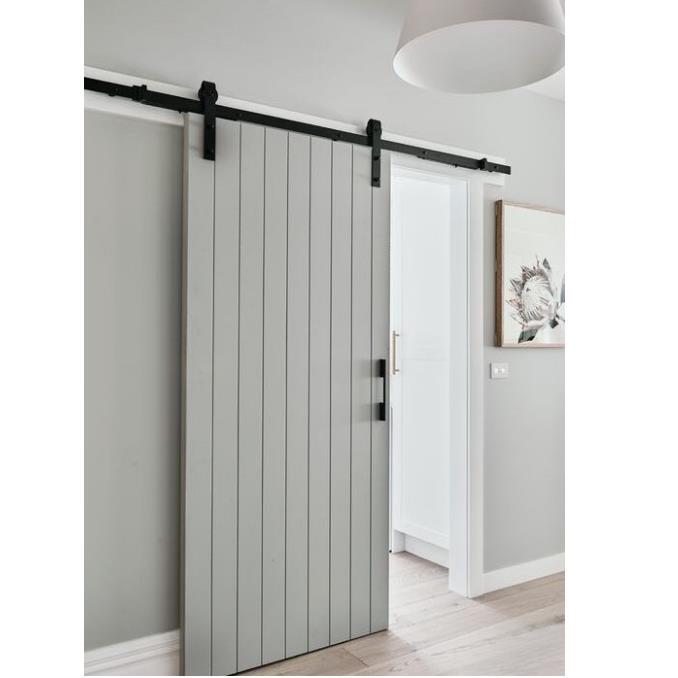 白色谷仓门卫生间移门厨房推拉门实木复合木门吊轨门仓谷门厕所门 - 图2