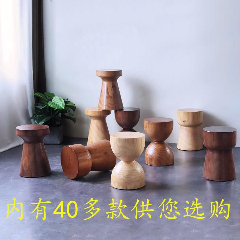 实木木墩子侘寂风圆凳子北欧原木边几床头柜民宿树桩茶几根雕摆件 - 图1