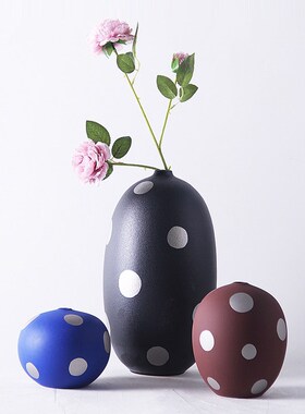 现代简约新中式手绘陶瓷花瓶摆件样板间酒店民宿客厅玄关花器装饰