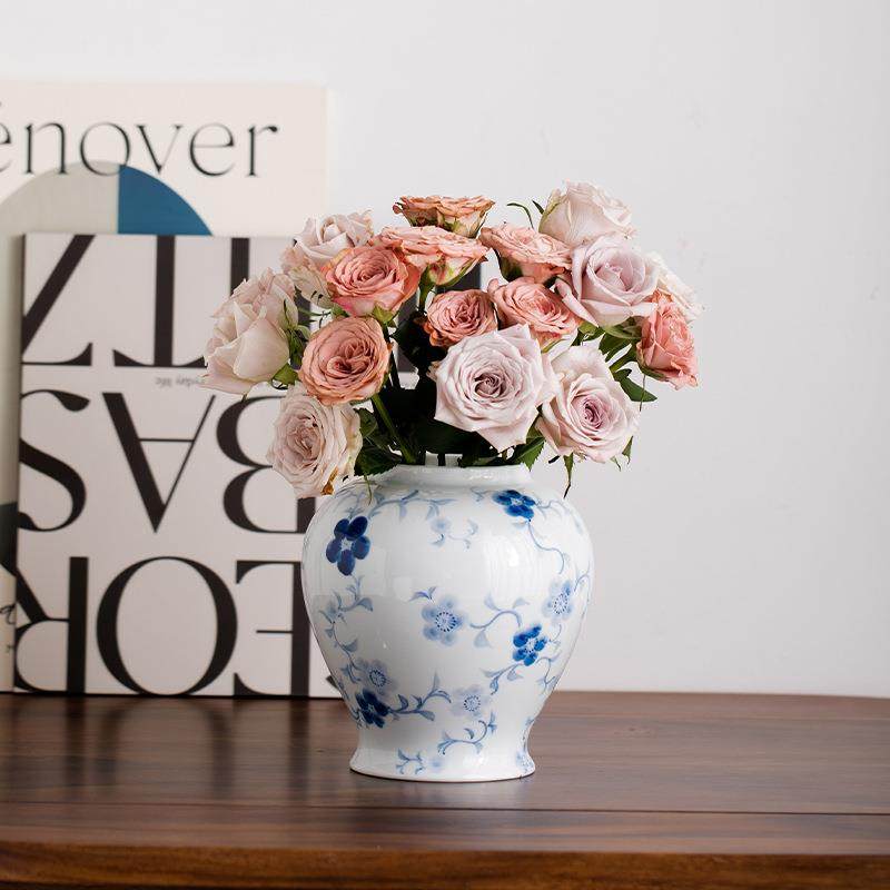 蜀门手绘青花瓷复古陶瓷花瓶装饰干花鲜花家居客厅插花摆件电视柜,淘宝优惠券,粉丝福利购,淘宝优惠卷