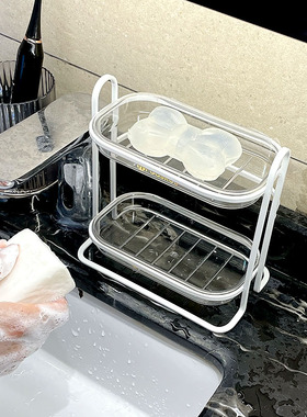 肥皂盒双层壁挂式家用卫生间香皂置物架沥水轻奢高级感浴室肥皂架