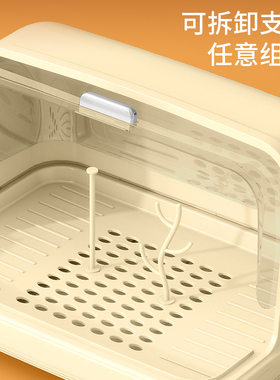 婴儿奶瓶收纳箱儿童碗筷副食品工具置物架防尘带盖子放餐具架子沥